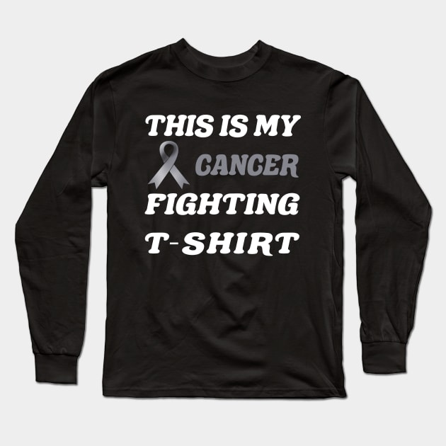 Brain Cancer grey Ribbon Fighting Long Sleeve T-Shirt by MarYouLi